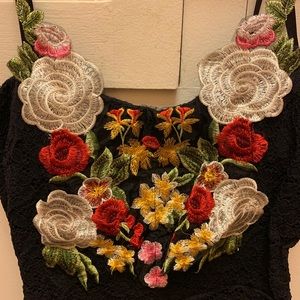 Black lace embroidered dress